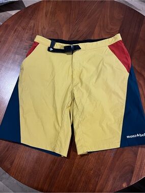 Montbell Hiking Shorts Mens Medium Multi Color Nylon  Belt Gorpcore Euc